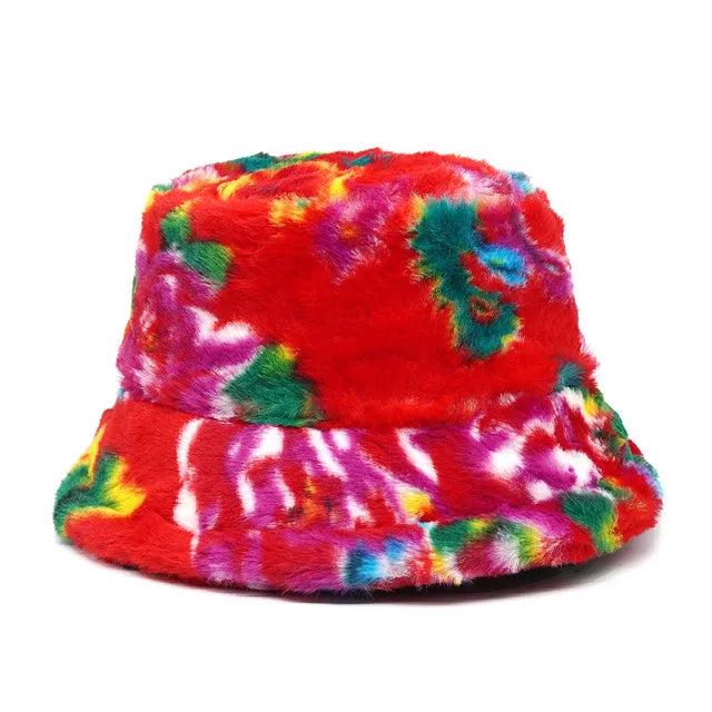 Harajuku Style Zebra Print Faux Fur Panama Bucket Hat