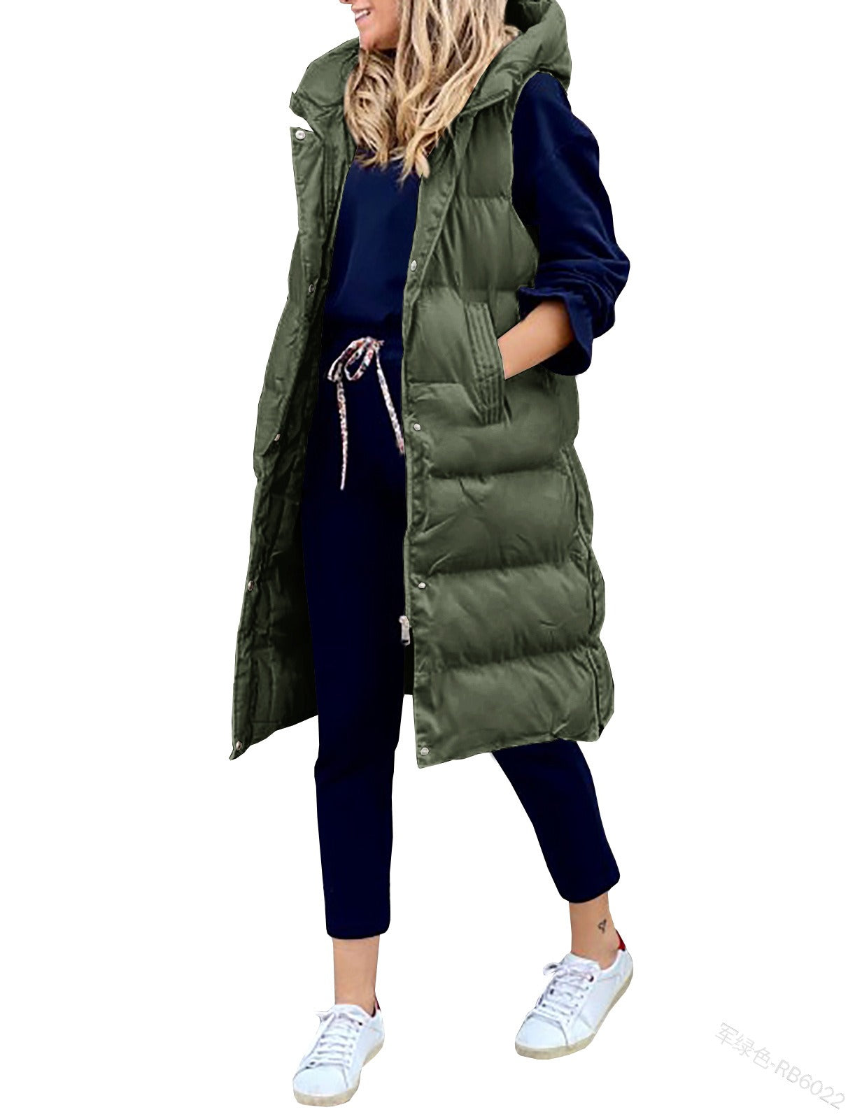 Solid Hooded Long Cotton Vest - Casual Harajuku Fashion