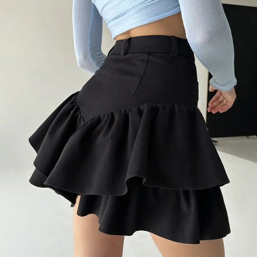 Harajuku Style A-Line Skirt - Versatile Black Short Skirt