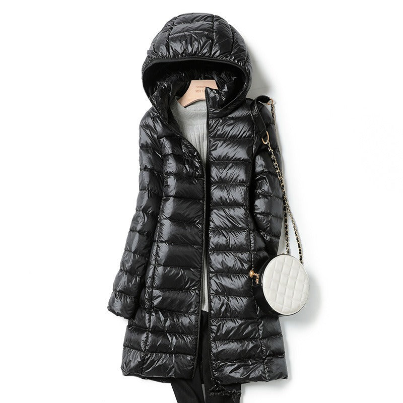 Harajuku-Style Women's Oversized Mid-Length Down Jacket