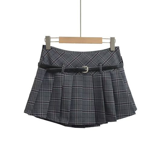 Plaid Low Waist Pleated Short Skirt