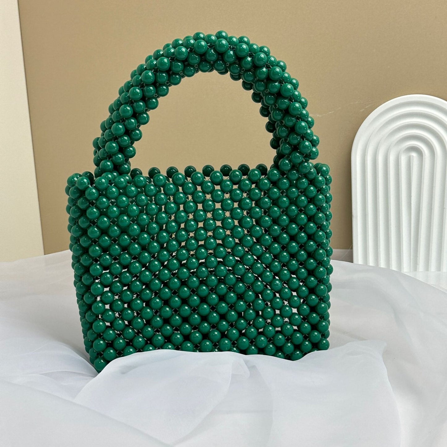 Harajuku Style Solid Color Beaded Handbag