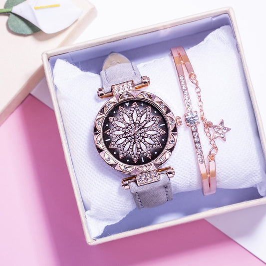 Starry Sky Leather Strap Watch for Women