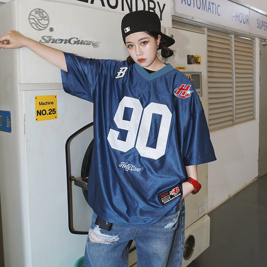 Embroidered Hooded Short Sleeve T-Shirt - Harajuku Style