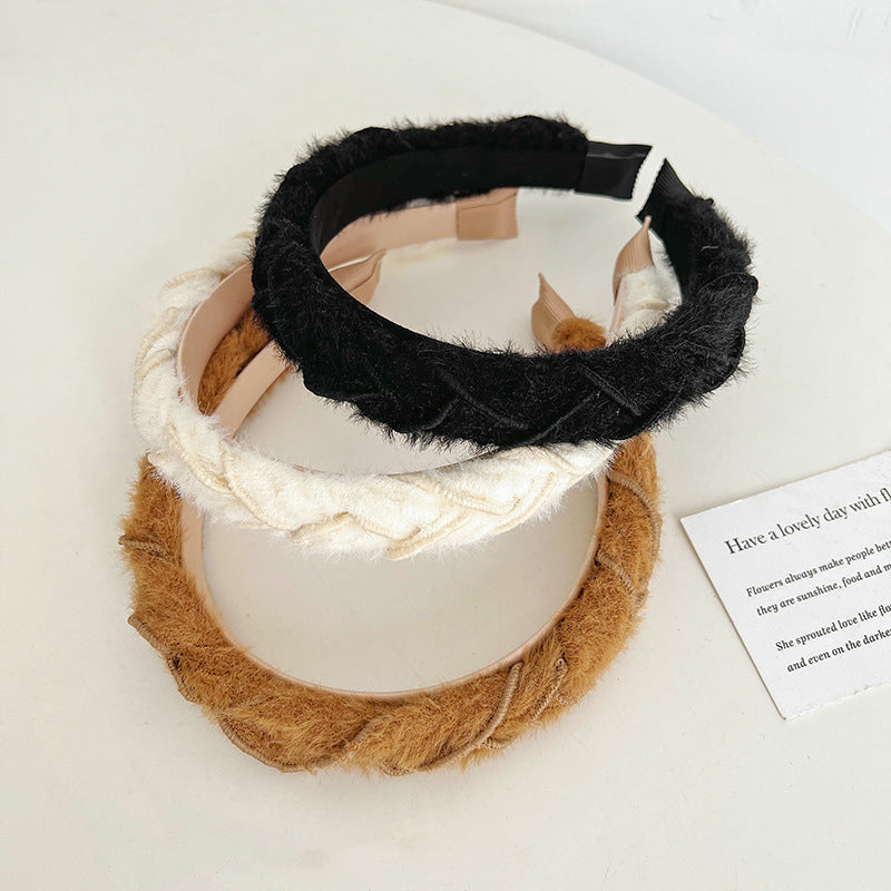 Stylish Hairband Mink Hair Braided Headband F010