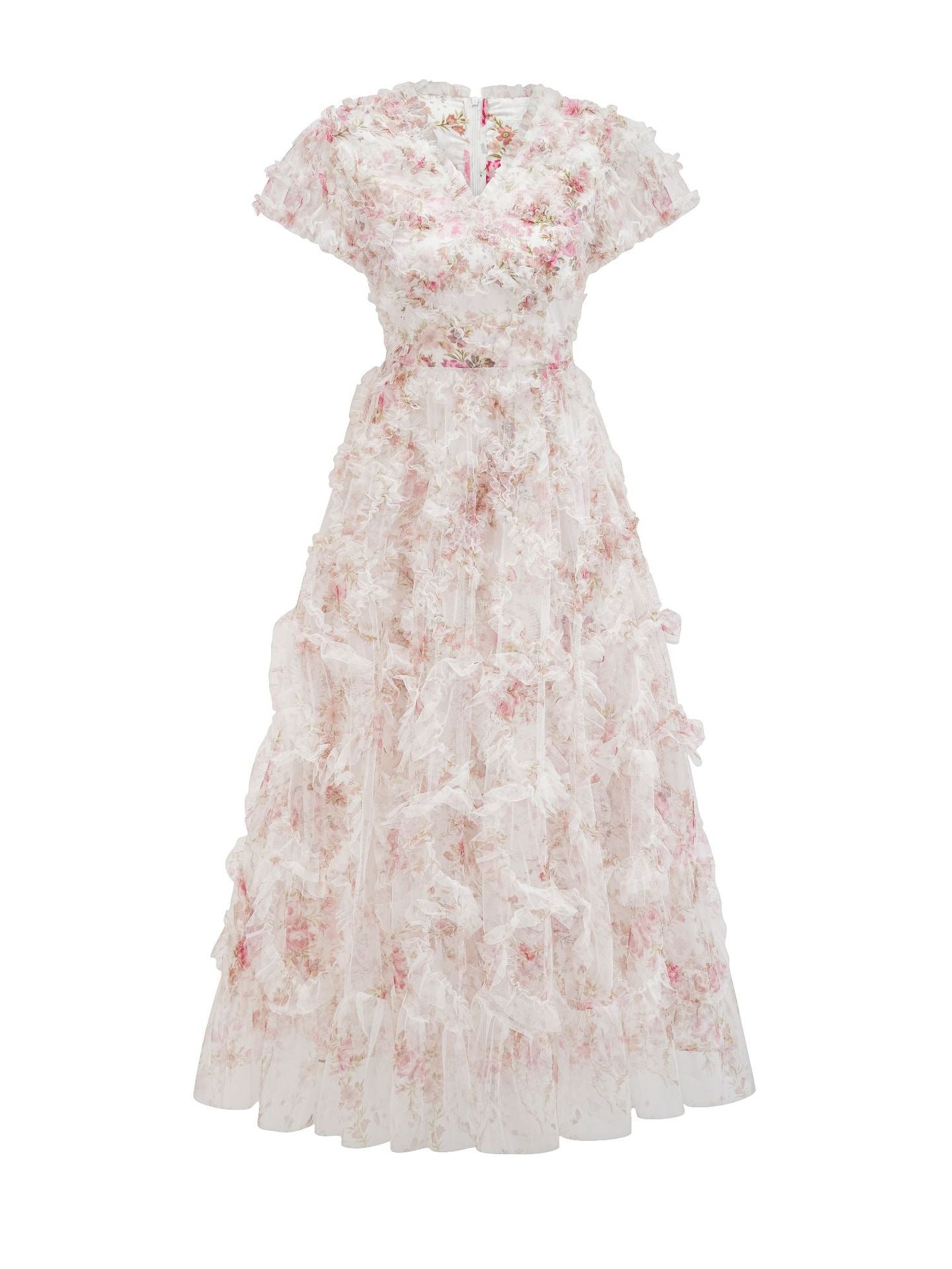 Harajuku-Inspired Floral V-Neck Dress for Daily Commute