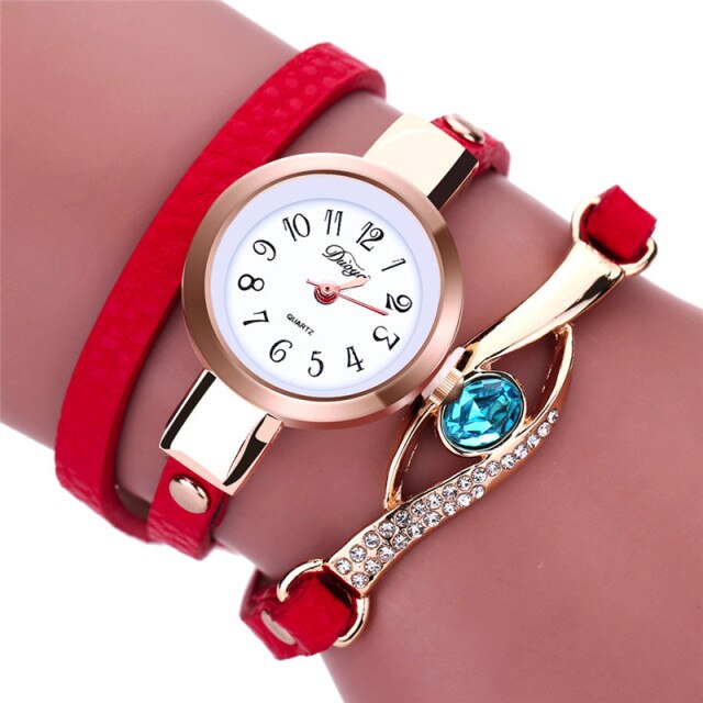 Luxury Gold Bracelet Watch for Women with Eye Gemstone