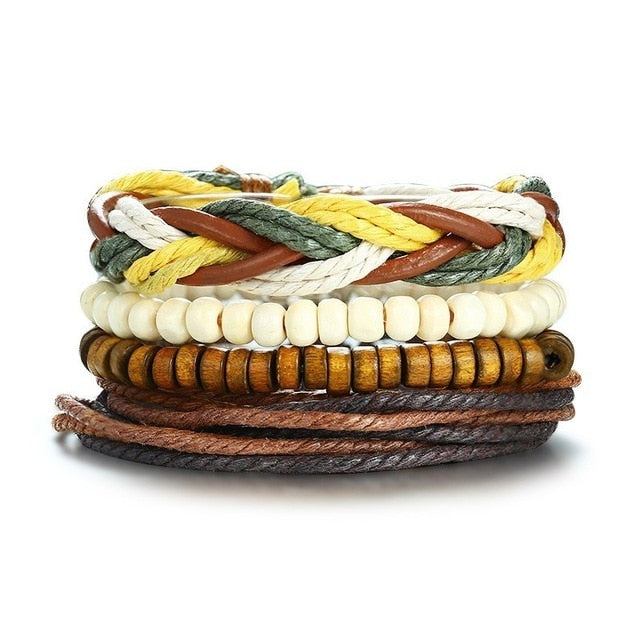 4pcs Adjustable Black Bracelets Set - Harajuku Style Jewelry
