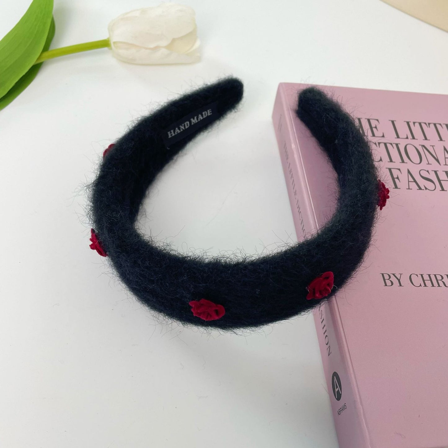 Korean Cute Flower Plaid Plush Hair Hoop