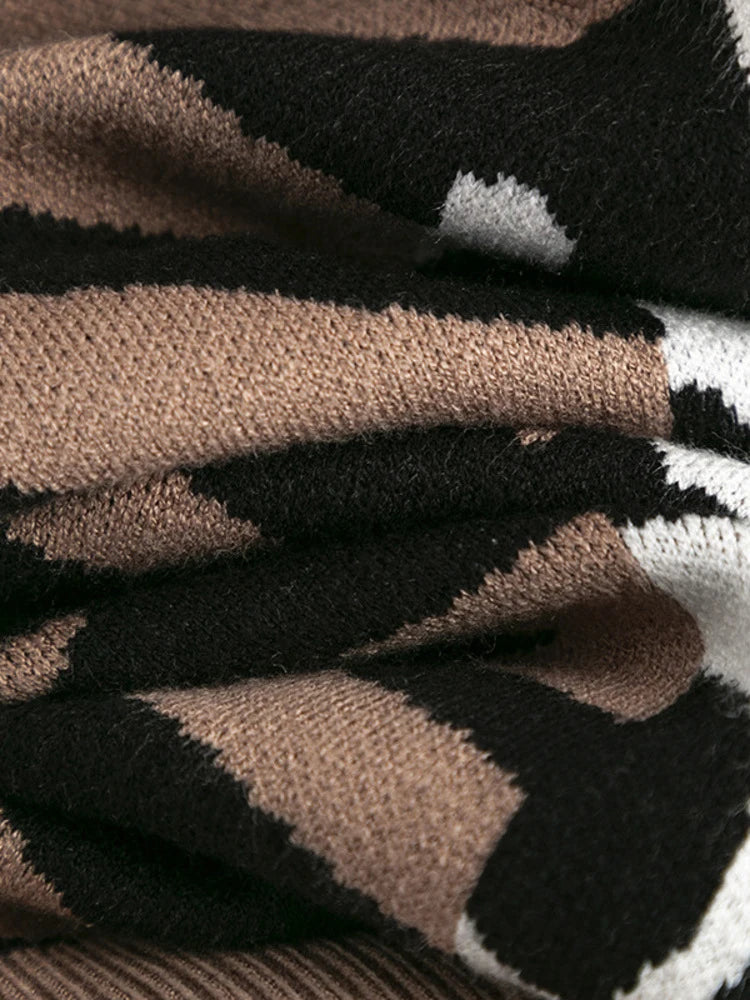 Autumn/Winter Leopard Color Block Sweater