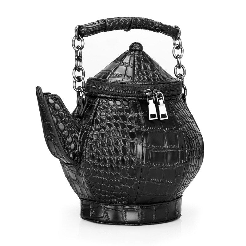 3D Teapot Wine Bottle Messenger Bag - Playful PU Design