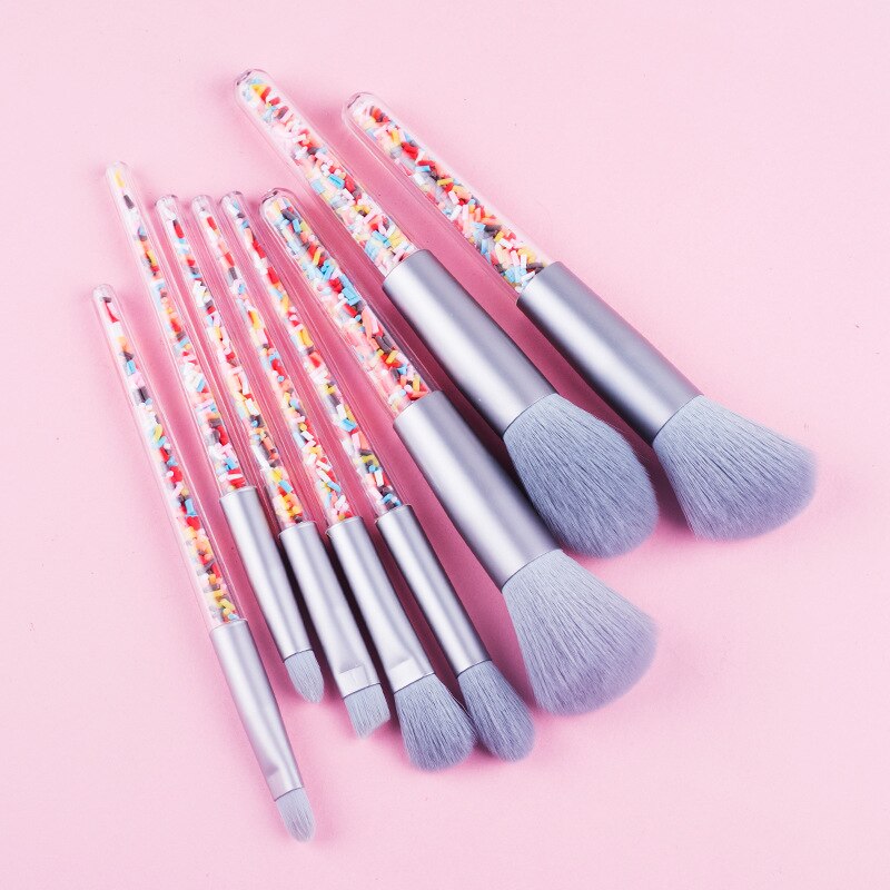 Candy-Themed Mini Makeup Brush Set - 5/8 Pcs