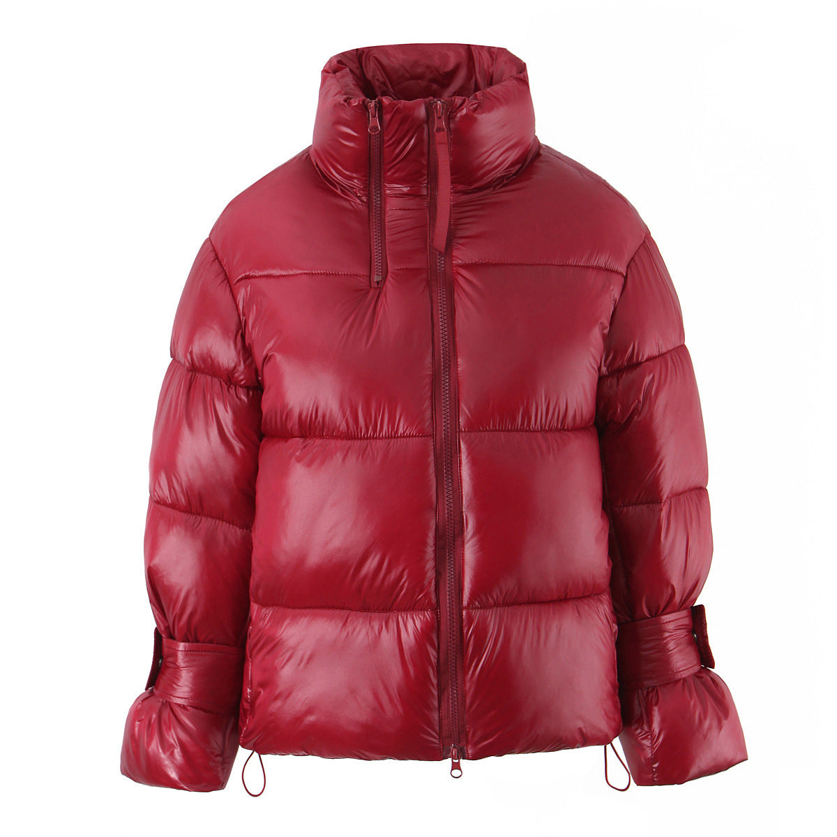 Stand Collar Double Zipper Buckle Long Sleeve Jacket