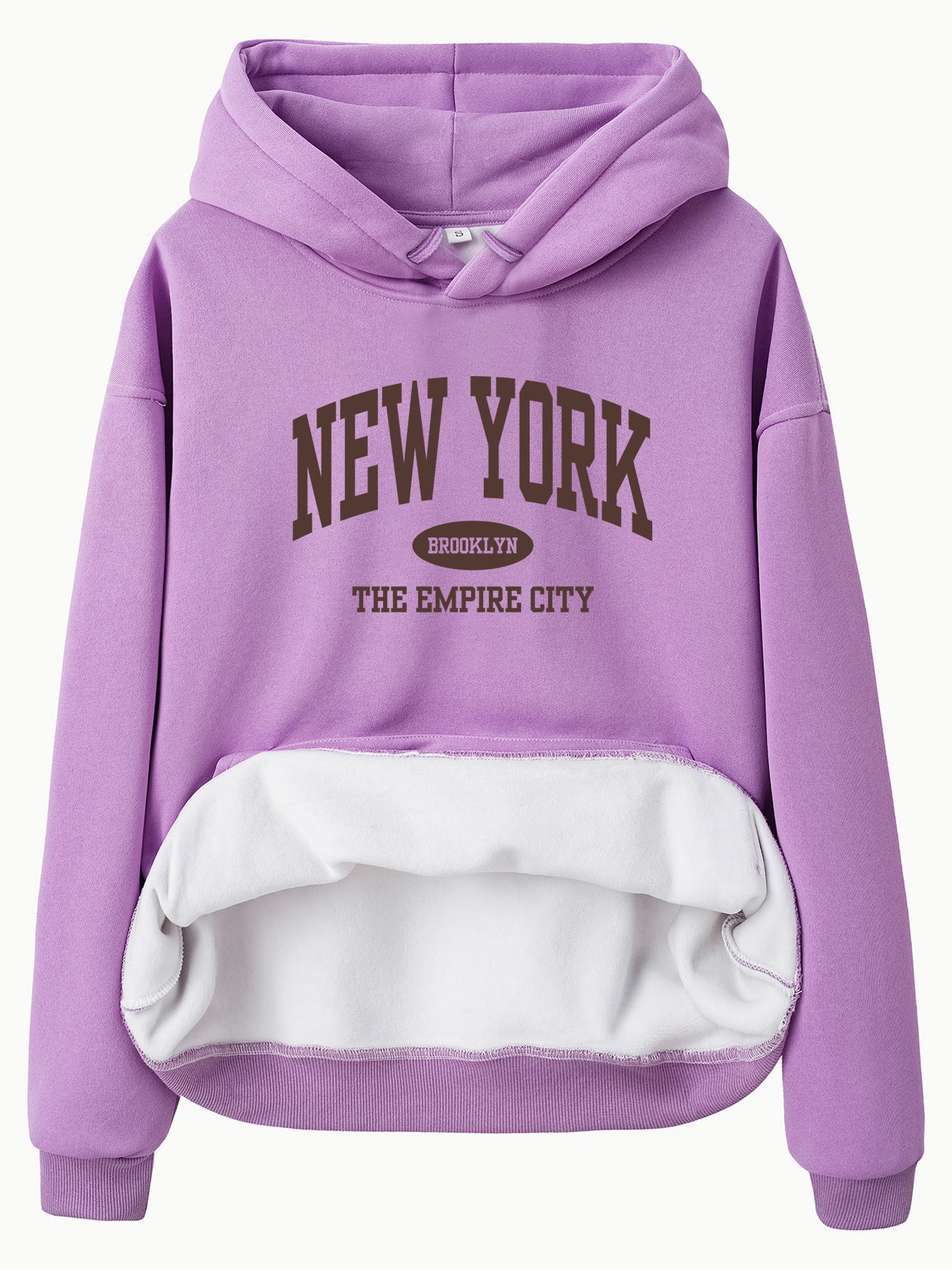 Velvet Hoodie with NEW YORK BROOKLYN Print