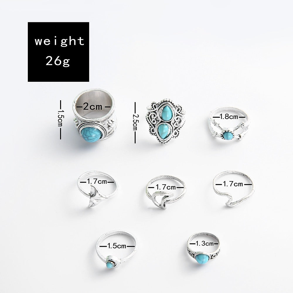 Playful Crescent Fish Tail Diamond Set Ring - 8-Piece Combo