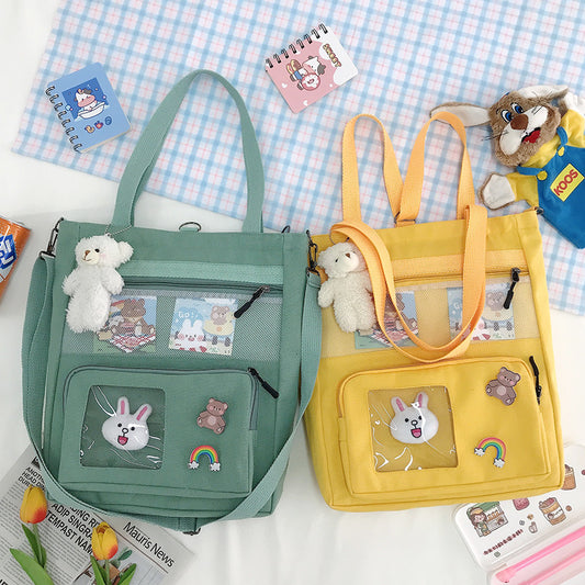 Korean Spring Canvas Rabbit Pendant Backpack