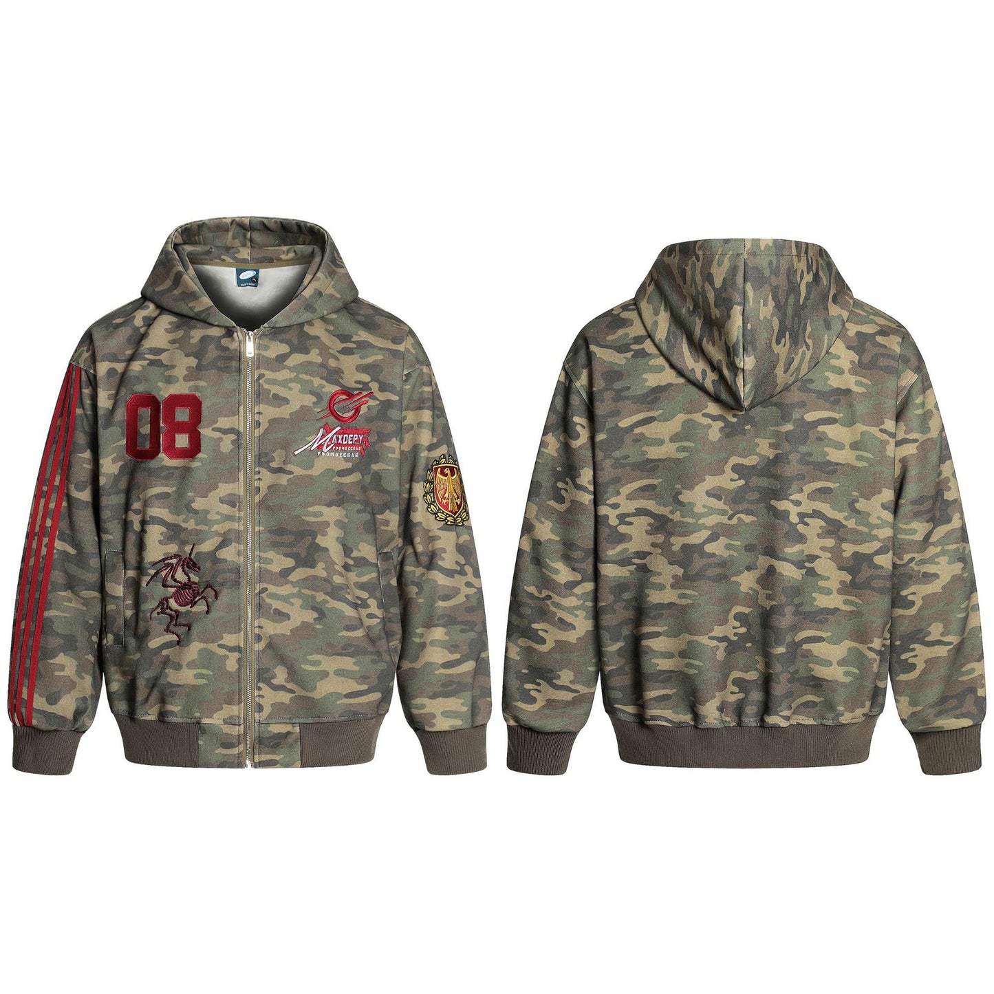 Embroidered Zipper Hoodie