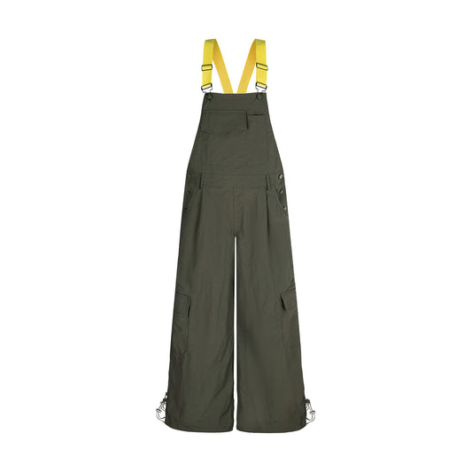 Adjustable Workwear Pocket Overalls in Vintage Apricot & Khaki Green