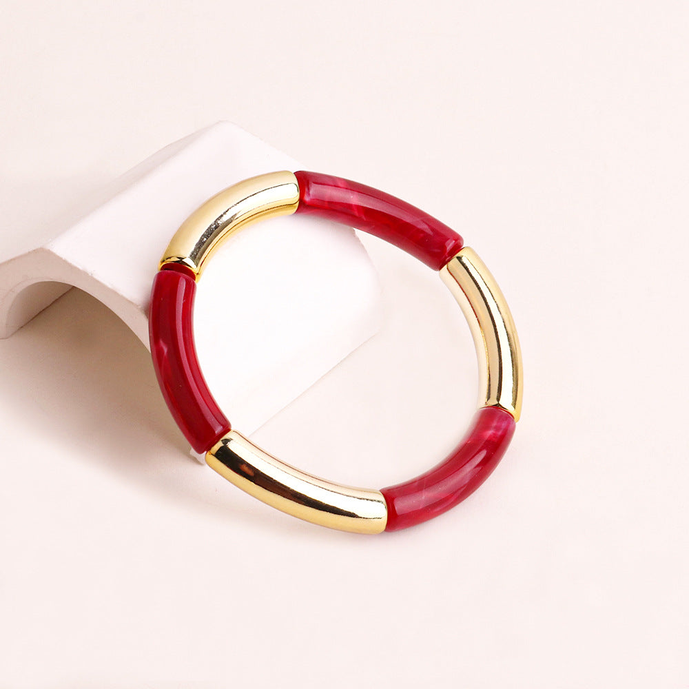 Harajuku Style Double Color Tube Bead Elastic Bracelet