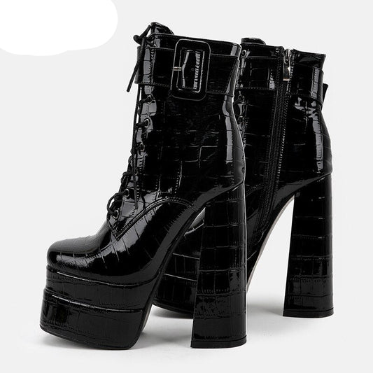 Harajuku Style Super High Heel Square Head Women's Boots