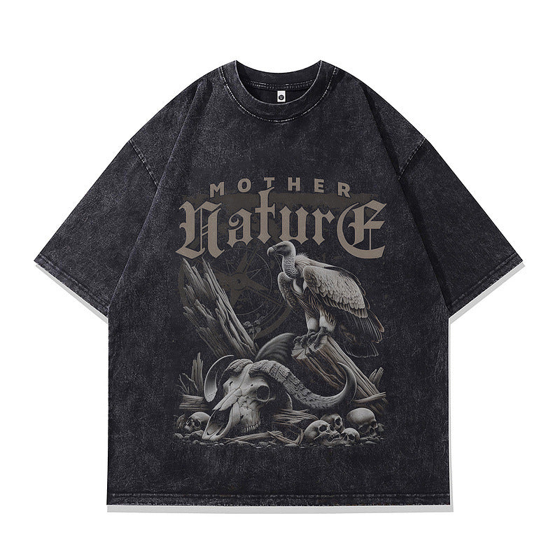 Retro Dark Print Men's Tee - Harajuku Style Short Sleeve