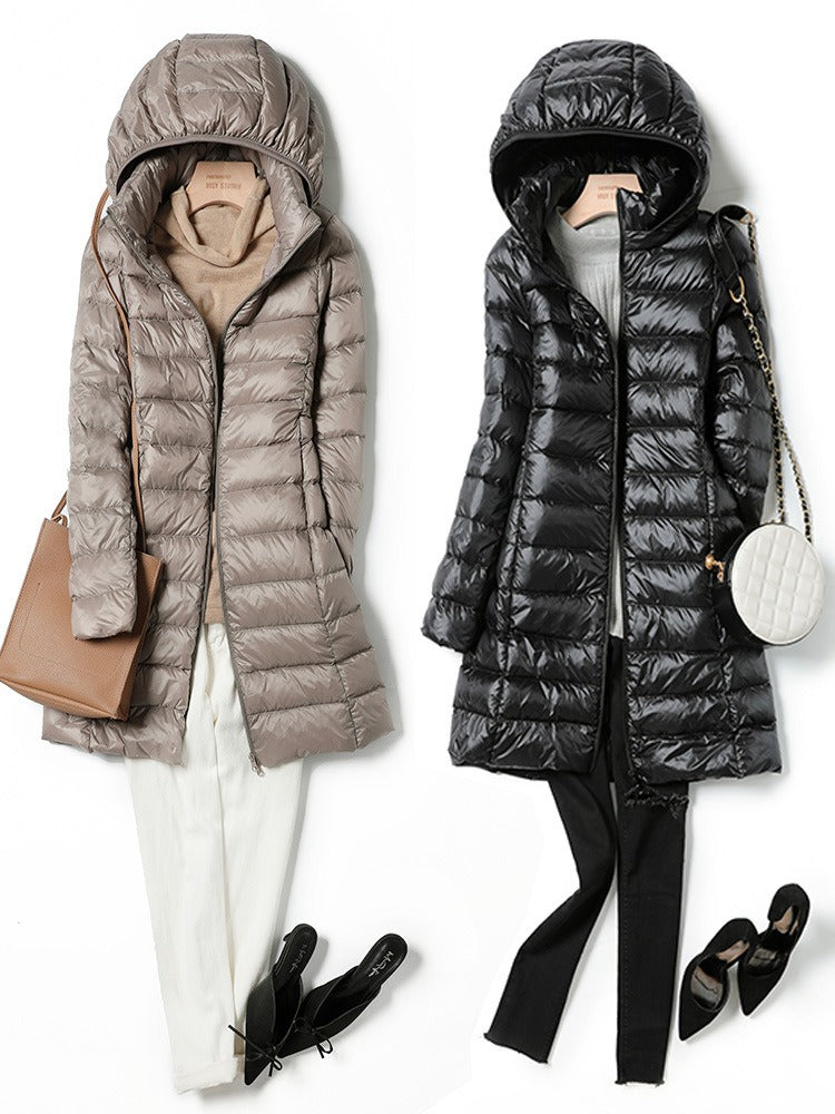 Harajuku-Style Women's Oversized Mid-Length Down Jacket