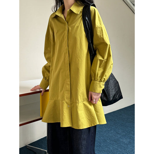 Minimalist Collar Dress with Fish Tail Hem