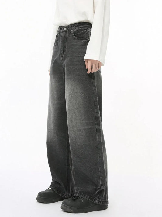 Men's Washed Wide Leg Jeans - Harajuku Style