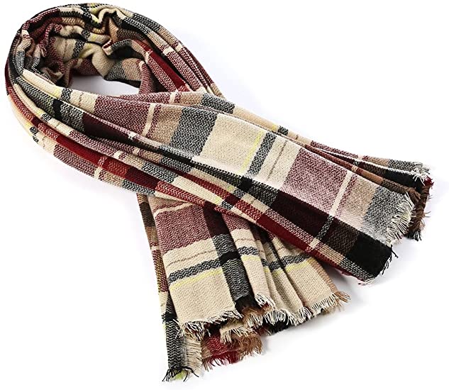 Harajuku Style Red & Black Plaid Scarf for Women