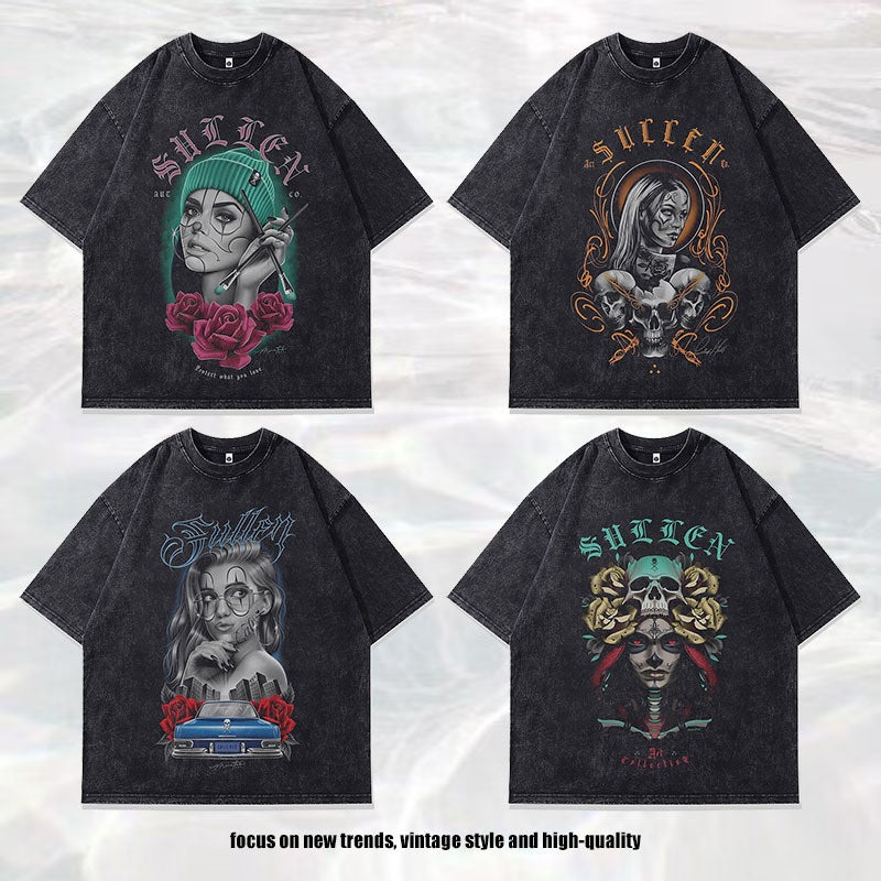 Harajuku Street Gang Print Tee - Retro Casual Short Sleeve T-Shirt