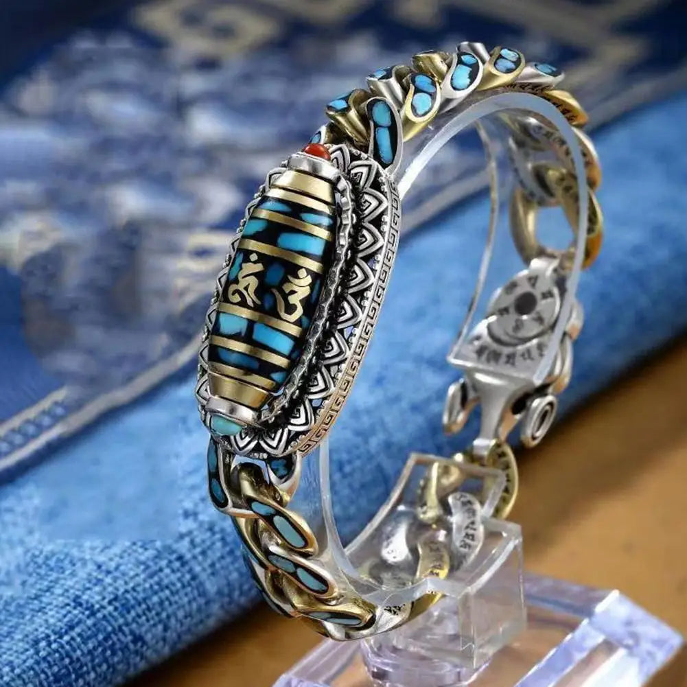 Turquoise Nine-eyed Dzi Bead Bracelet - Harajuku Style