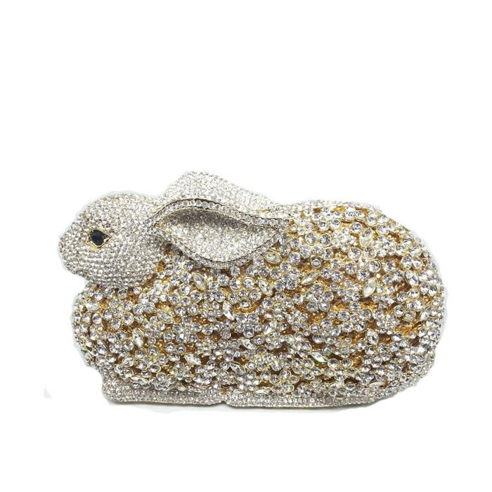 Luxury Rabbit Bunny Crystal Minaudiere Clutch