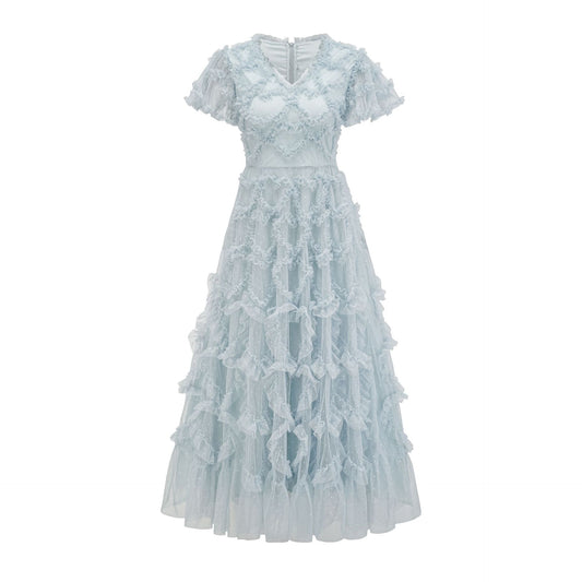 Harajuku-Inspired Floral V-Neck Dress for Daily Commute