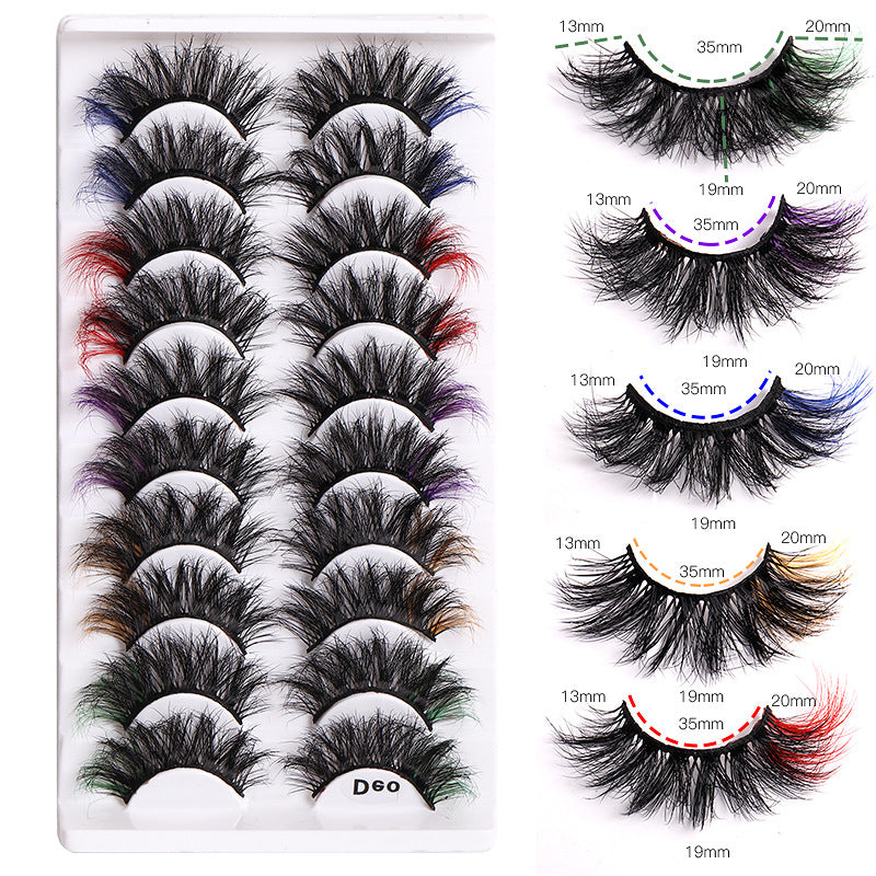 10 Pairs of 8D Fluffy Color Mink Hair Multilayer False Eyelashes