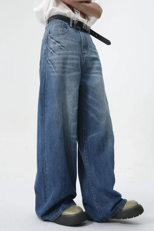 Harajuku Style Wide Leg Men's Jeans with Pockets