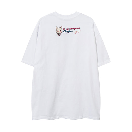 Retro Cool Cat Tee - Harajuku Style Short Sleeve T-Shirt