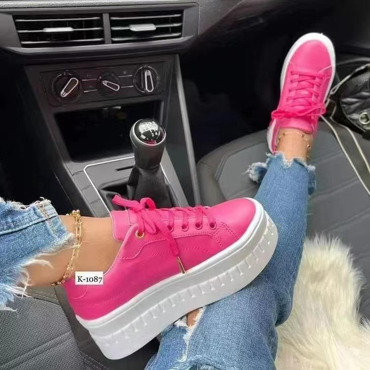 Women's Thick Soled Lace Up Casual Shoes