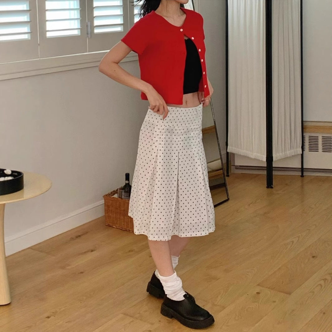 Playful Polka Dot A-Line Midi Skirt