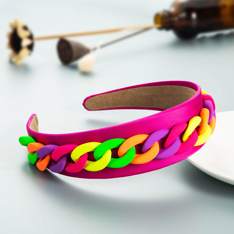 Pastoral Style Wide-Brimmed Color Chain Headband