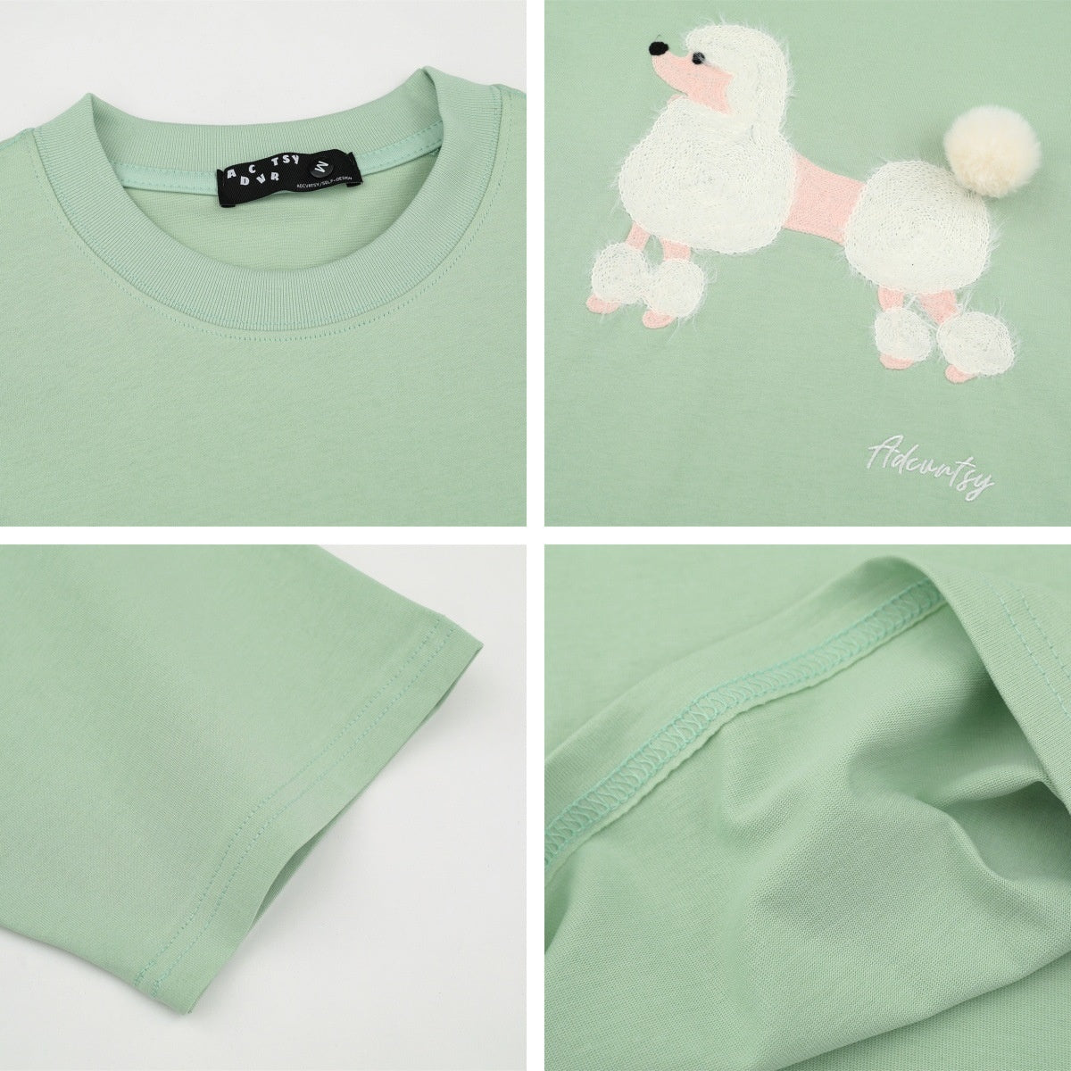 Retro Fuzzy Dog Print Short Sleeve T-Shirt for Men