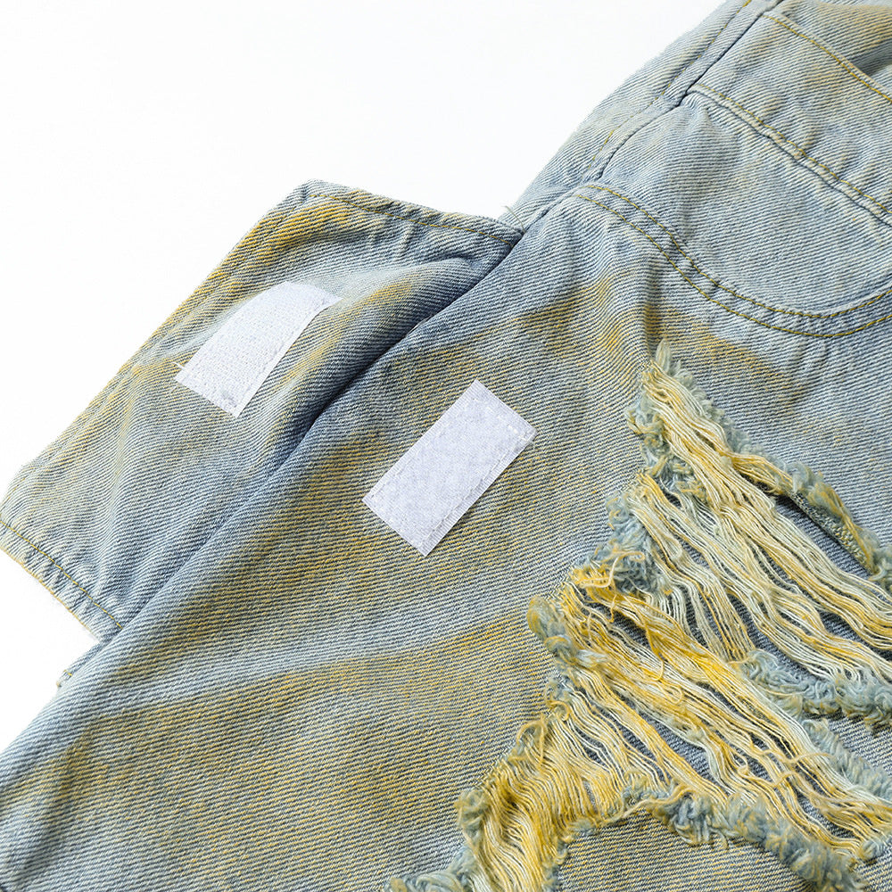 Harajuku-Inspired Distressed Denim Shorts for Men