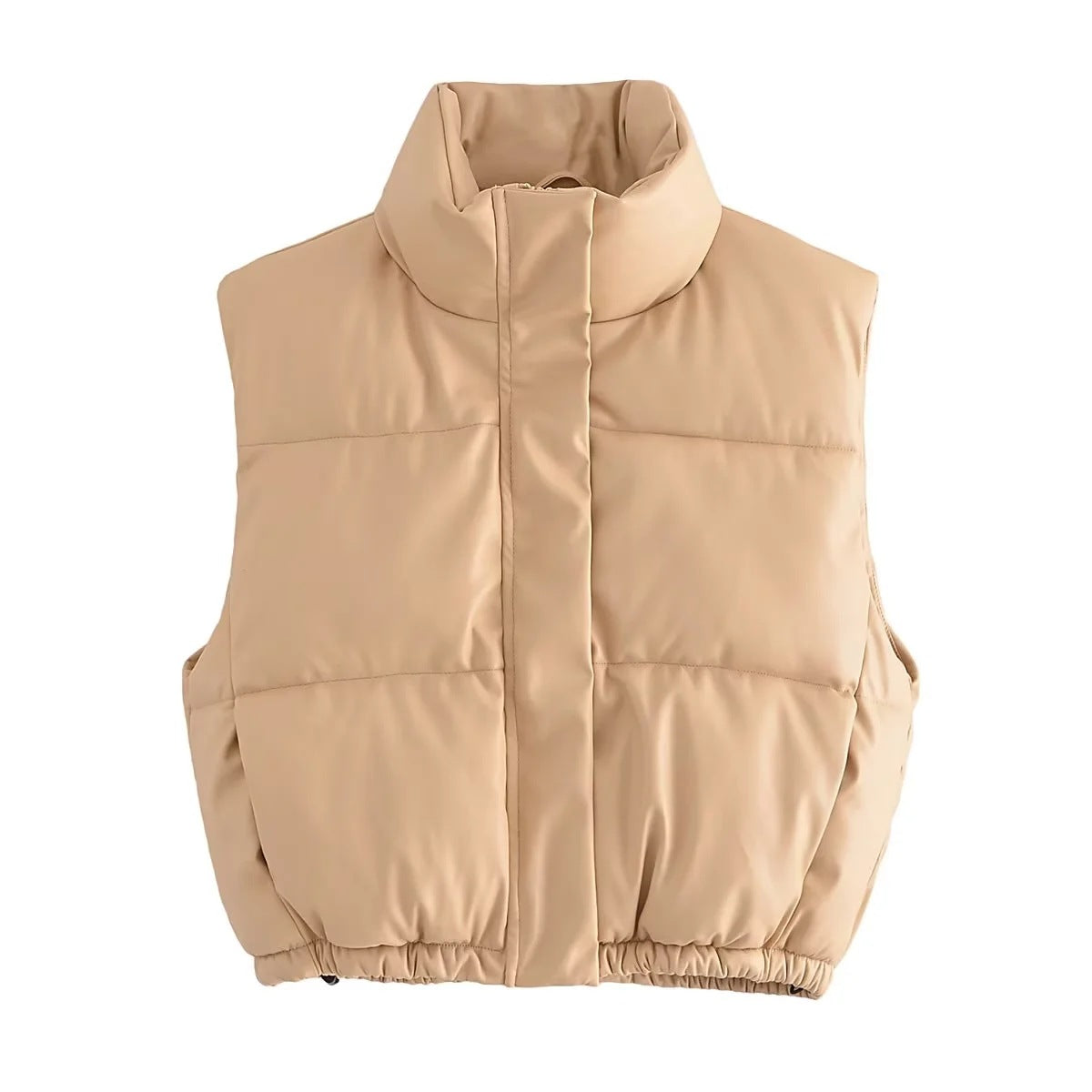 Playful PU Leather Stand-Up Collar Vest for Women