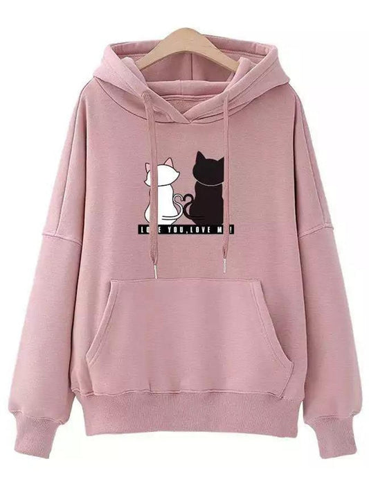 Cute Cat Print Harajuku Hoodie for Women