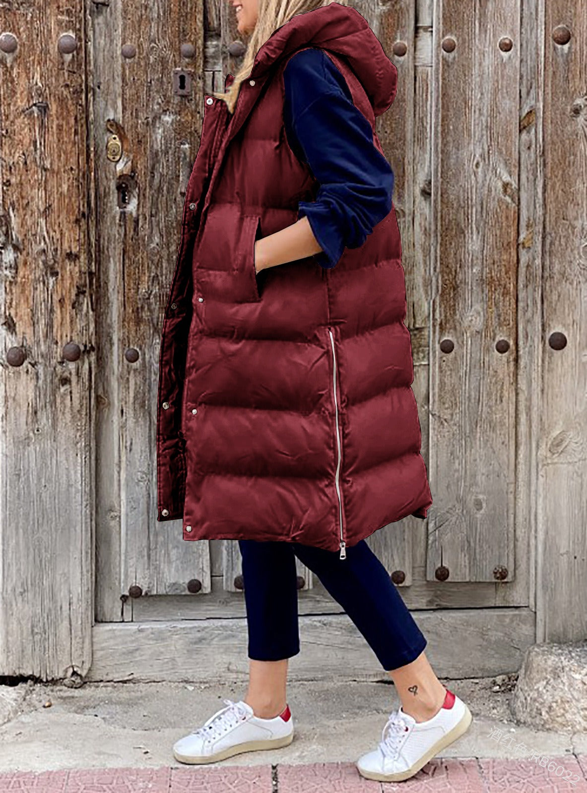 Solid Hooded Long Cotton Vest - Casual Harajuku Fashion