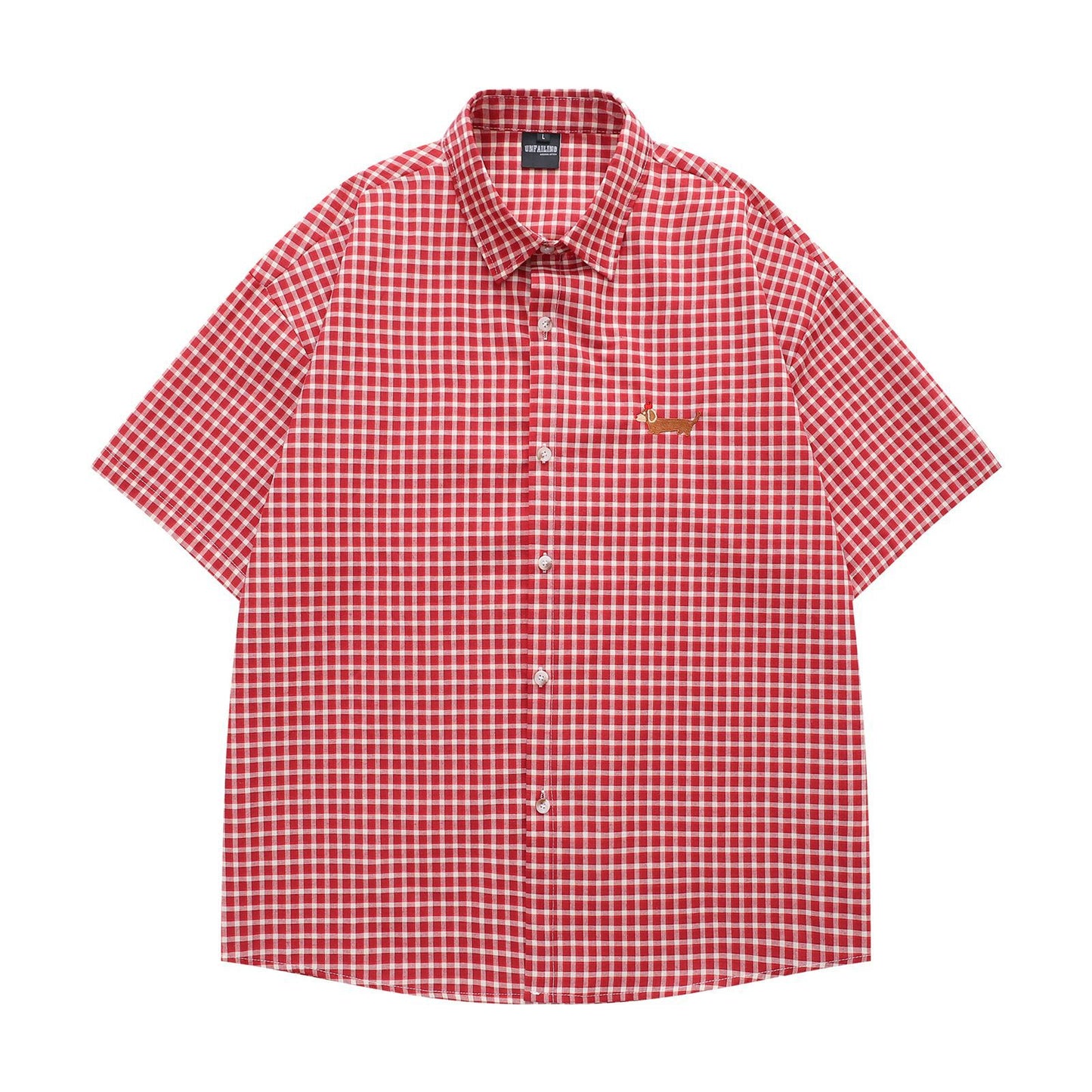 Retro Sausage Dog Plaid Shirt - Harajuku Style