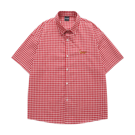 Retro Sausage Dog Plaid Shirt - Harajuku Style