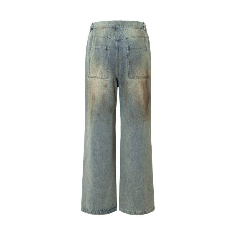 Vintage Distressed Splashed Ink Ripped Jeans
