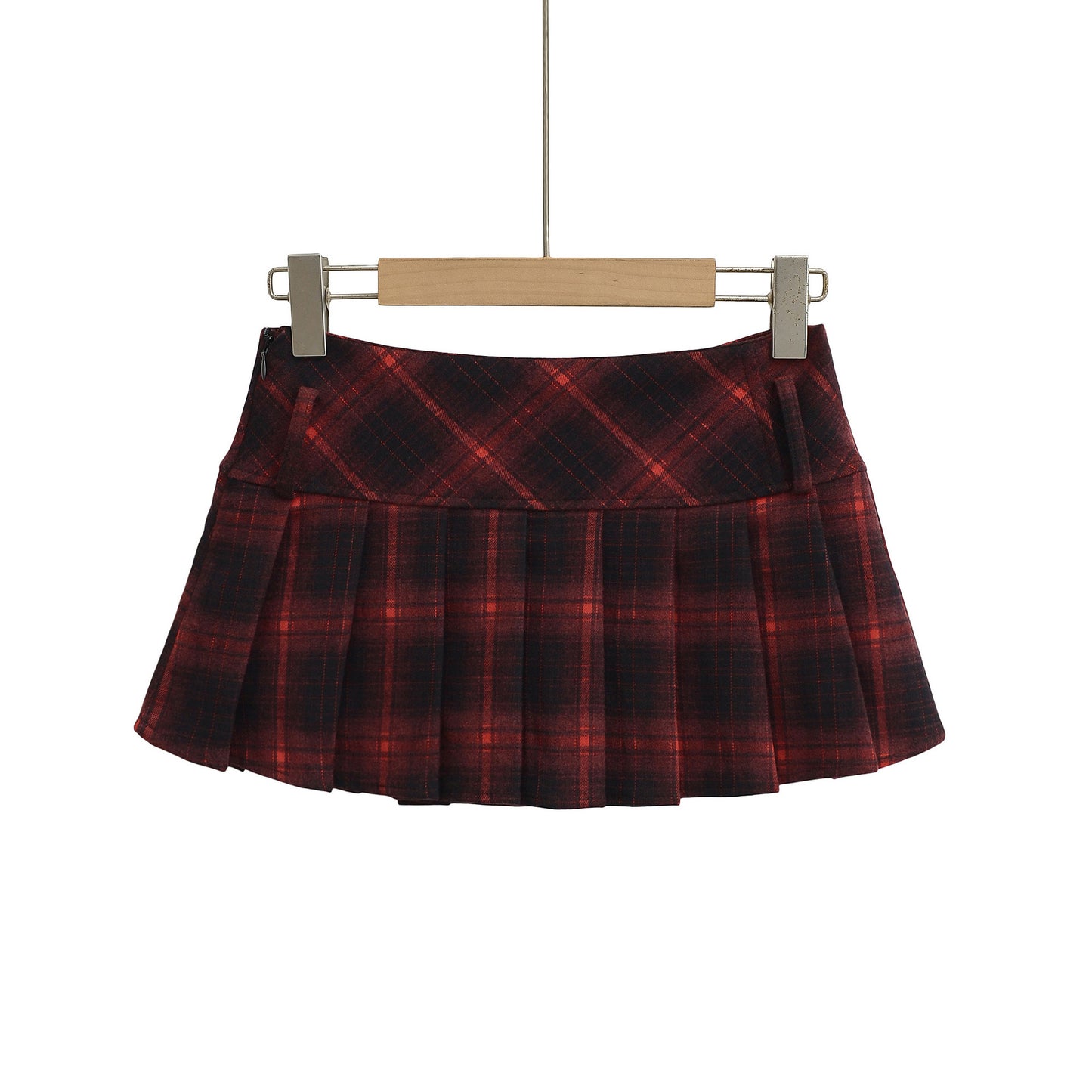 Checkered Pleated A-Line Skirt