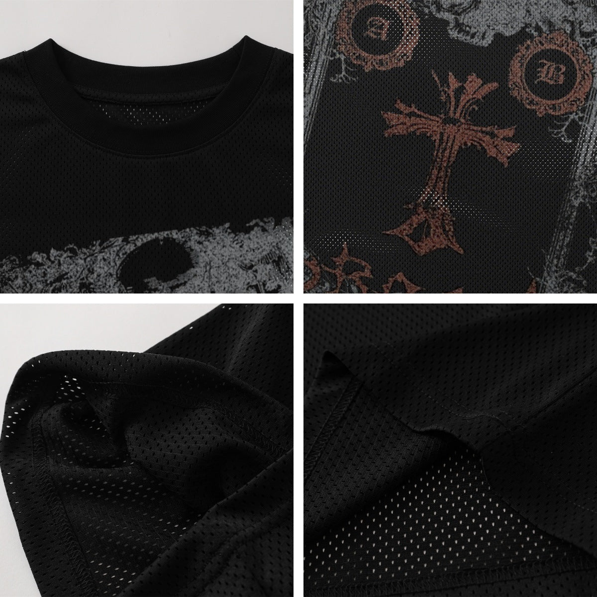Streetwear Hip Hop Dark Street Cross Mesh T-Shirt