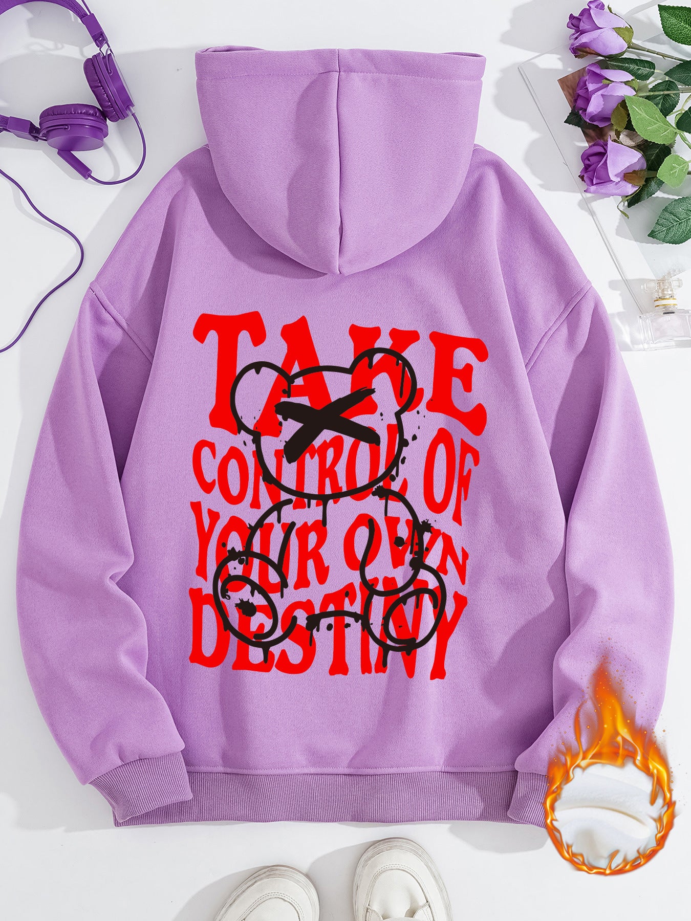 Thickened and Fuzzy Hooded Pullover in Harajuku Style